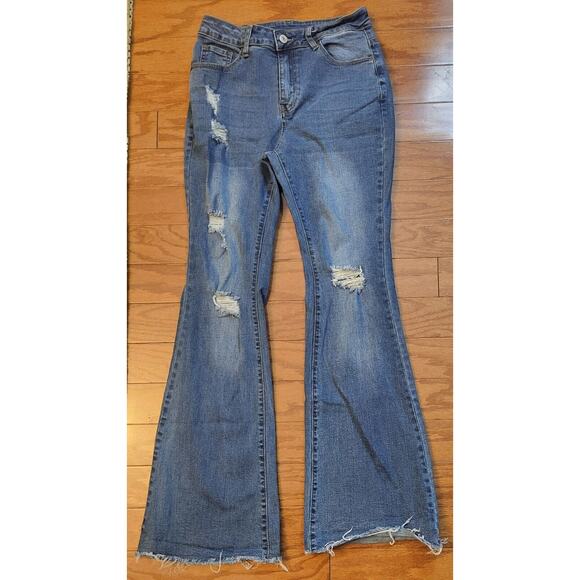Womens Flare Jeans Size Small Distressed and Ripped (Unbranded) - Picture 1 of 9